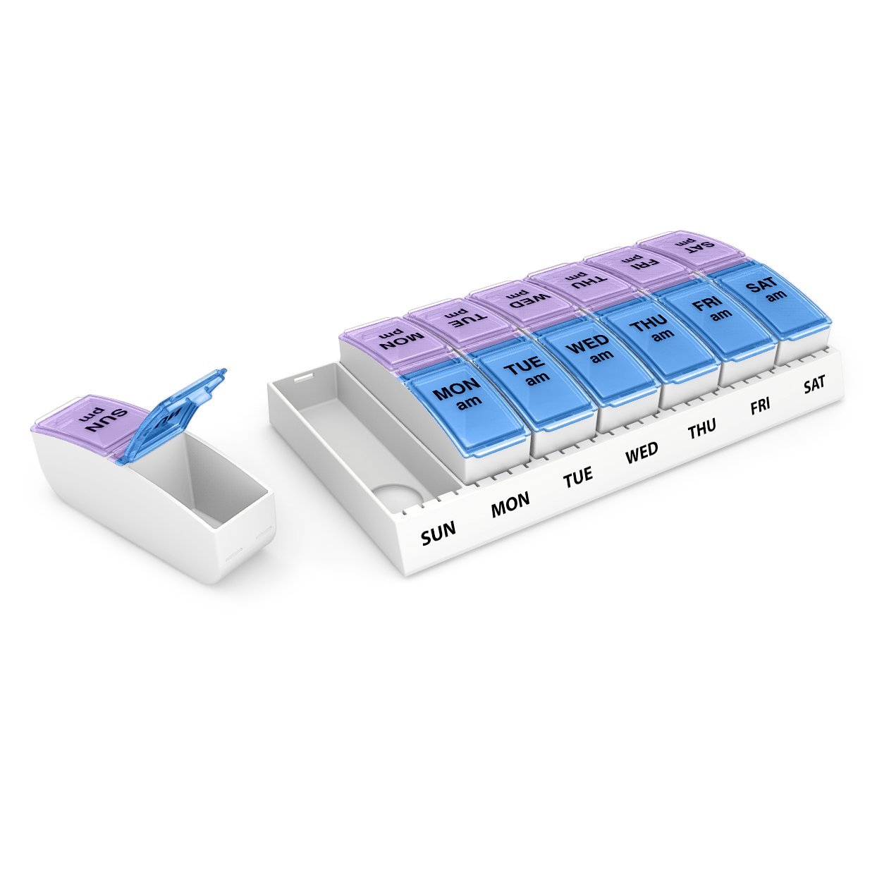Ezy Dose Weekly 7 Day AM PM Travel Pill Organizer and Vitamin Planner - Large Pack of 6