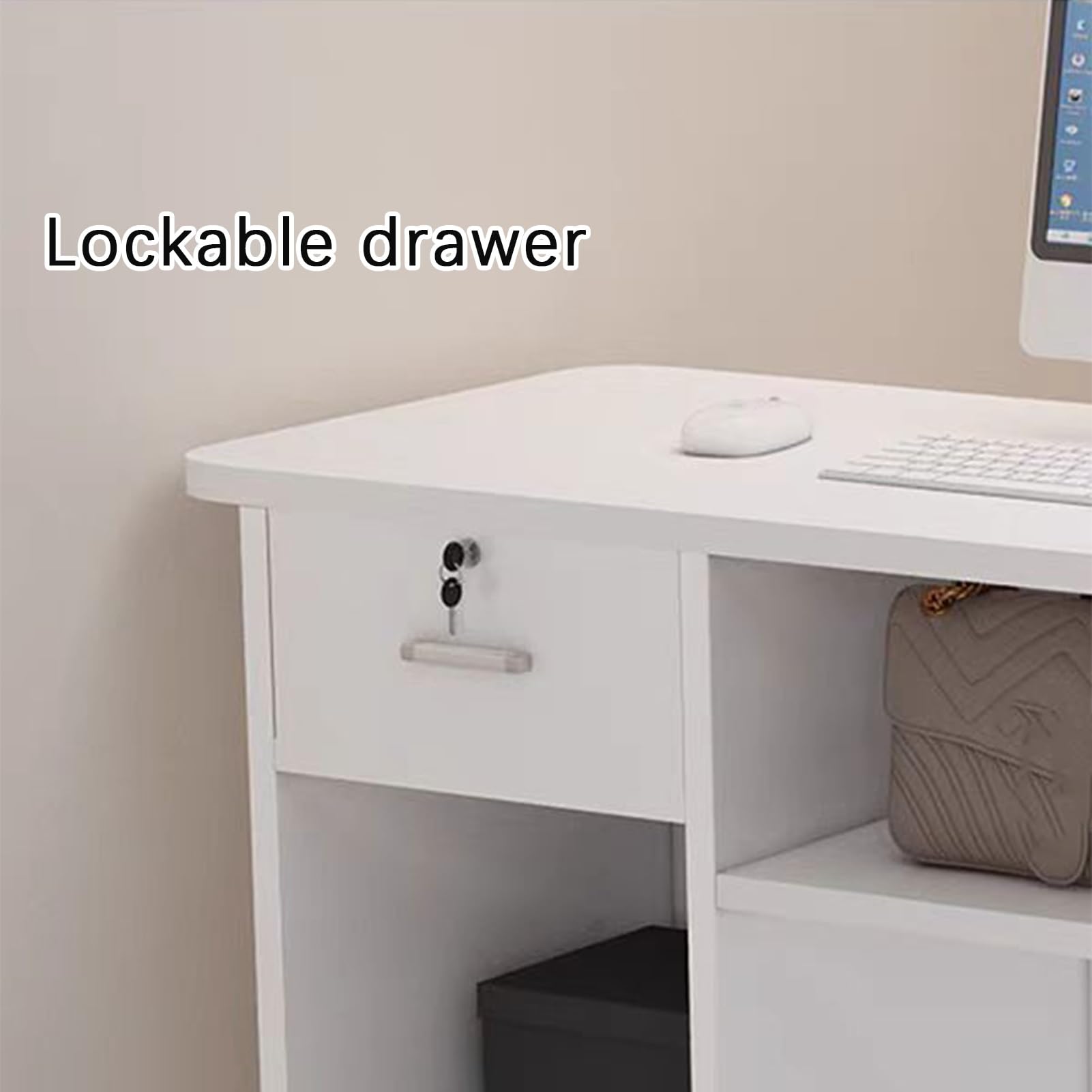 Moderno banco reception con cassetti chiudibili – Elegante reception per supermercati, hotel, negozi di abbigliamento e negozi di tè al latte (modulo D 100 cm) – soluzione funzionale per spazi di
