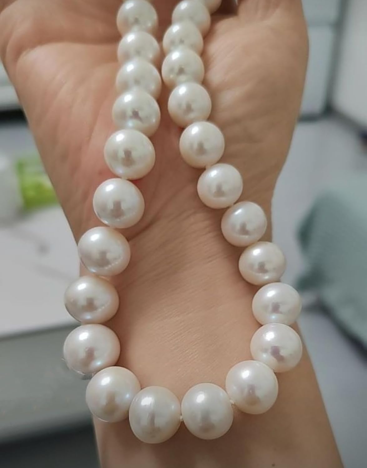White Genuine Freshwater Cultured Pearl Necklace For Women, 5MM 6MM 7MM 8MM 9MM 10MM, Real Pearl Strand Necklace Jewelry, Good Love Gift For Anniversary, Birthday
