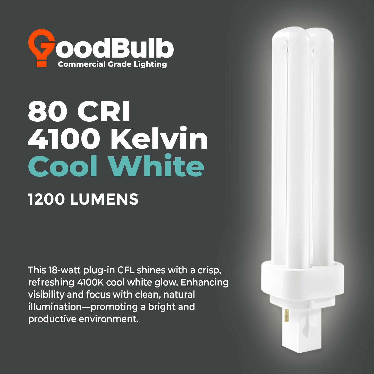 Fluorescent Light 4x 18 Watt CFL 2 Pin Energy Saving Lamp 18W Cool White  840 G24d-2 Double Turn BELL Light Bulbs Pin, image size:1500x1500