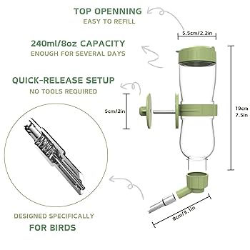 Abbeveratoio Uccelli 240ml - Dispenser Automatico Per Gabbie