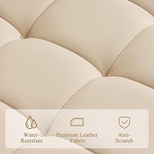 Miniatura 6 de Furniliving Juego de 2 taburetes de bar modernos, de piel sintética, tapizados con respaldo, sillas de bar ajustables, altura de mostrador para isla