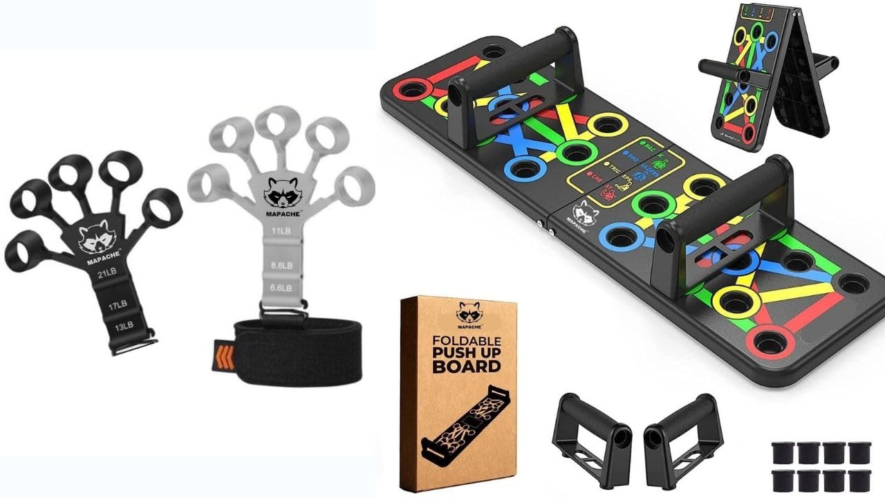Mapache Premium Series 15-in-1 Push Up Board with Finger Grip Strengthener Ultimate Home and Gym Fitness Combo (B0CJVD5WCV) Amazon Price History, Amazon Price Tracker