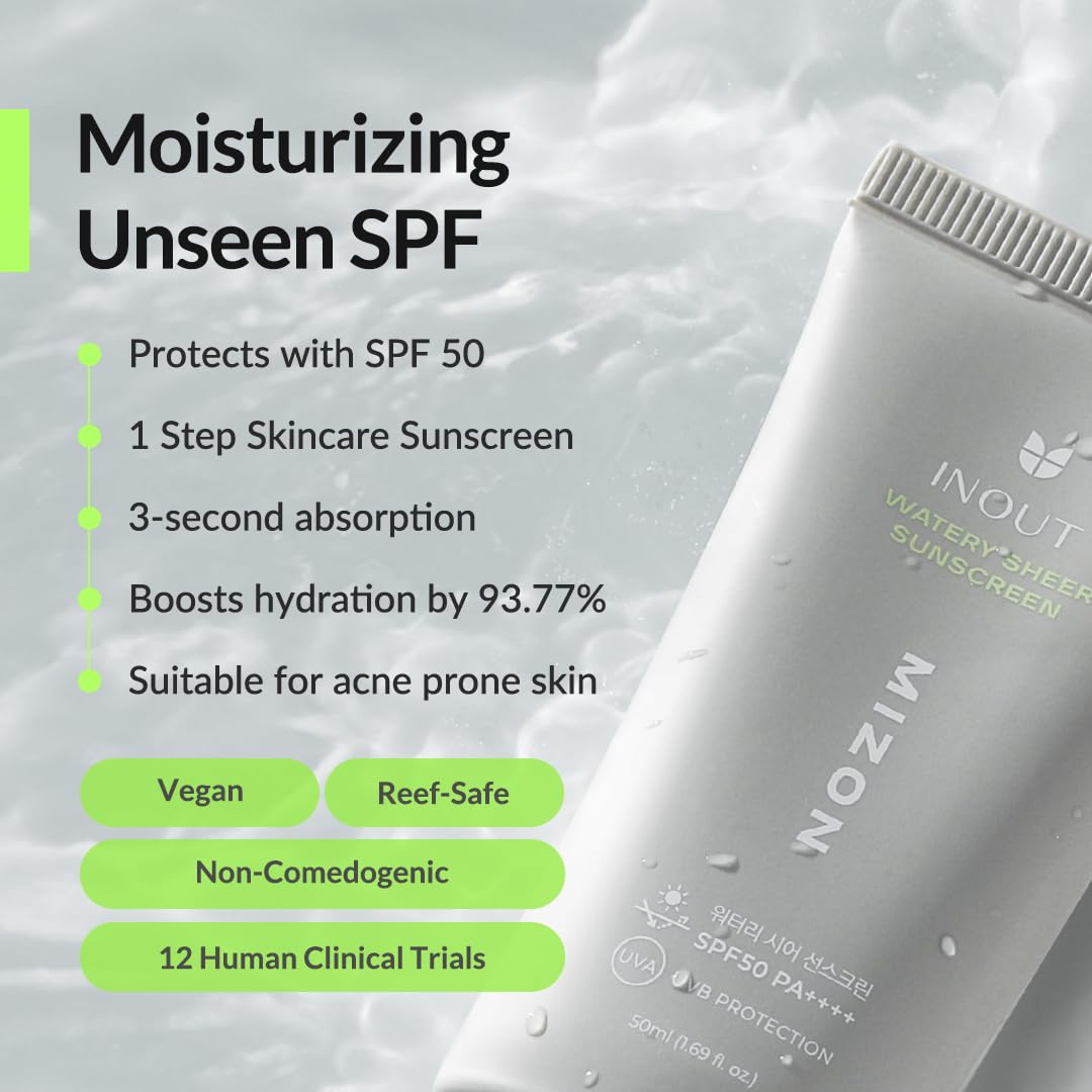 [MIZON] INOUT Płyn do ochrony przeciwsłonecznej SPF50+PA++++ (50 ml) + koreańska pielęgnacja skóry, nawilżający, kwas hialuronowy, 100% wegański