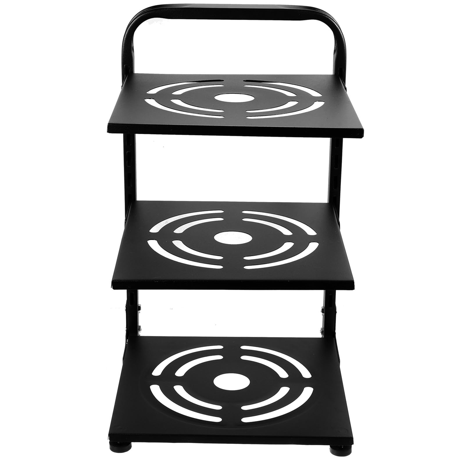 Estante Organizador de Ollas y Sartenes de 3 Niveles Ajustable en Acero al Carbono Negro, Soporte para Botellas y Especias, Adecuado para Armarios y Encimeras de Cocina