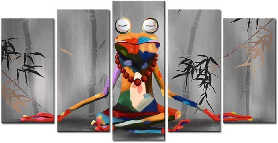 MBODY sechars - Canvas Print Wall Art Modern Frog Buddha Meditation Painting Picture Funny Animal Art Prints Contemporary Home Decoration Stretched Gallery Canvas Wrap Frog Art Ready to Hang