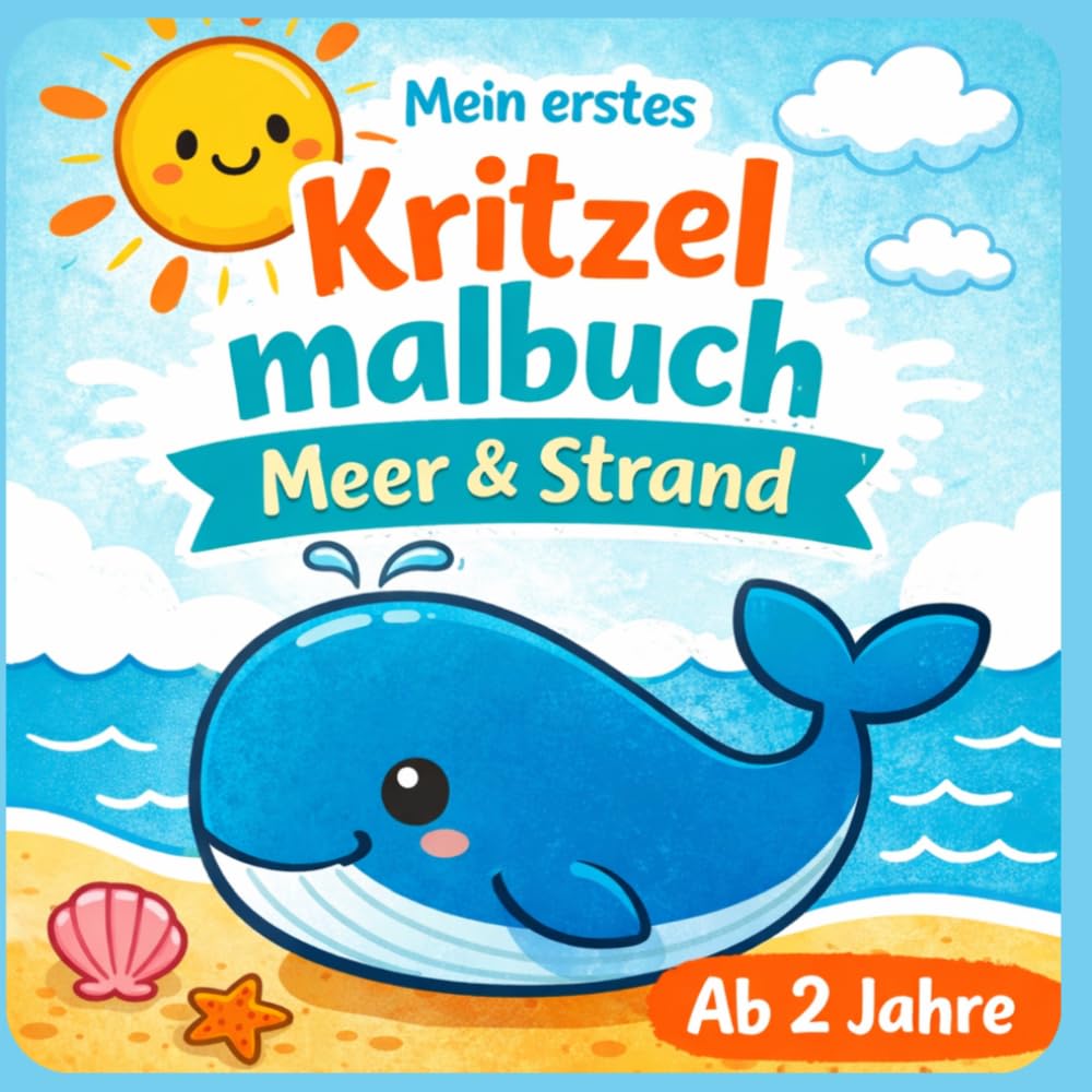 Mein erstes Kritzelmalbuch – Meer & Strand: Malbuch für Kinder ab 2 Jahren | 40 einfache Motive mit extra großen Flächen und dicken Linien zum Kritzeln und Malen