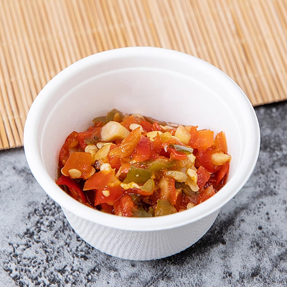 GSHLLO 100 Pcs 4 OZ Biodegradable Small Paper Cups Food Sample Tasting Cups Sauce Serving Cups Salad Dressing Cups Compostable Portion Cups Party Condiment Cups