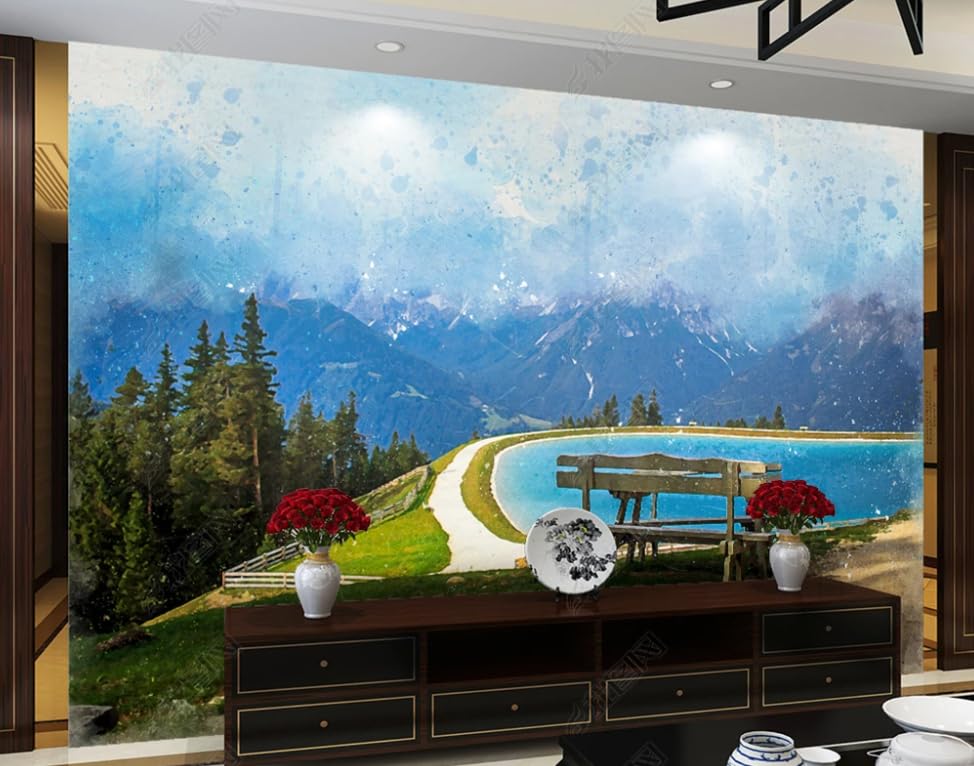 Poster géant mural banc de parc pour créer une ambiance salon chaleureuse