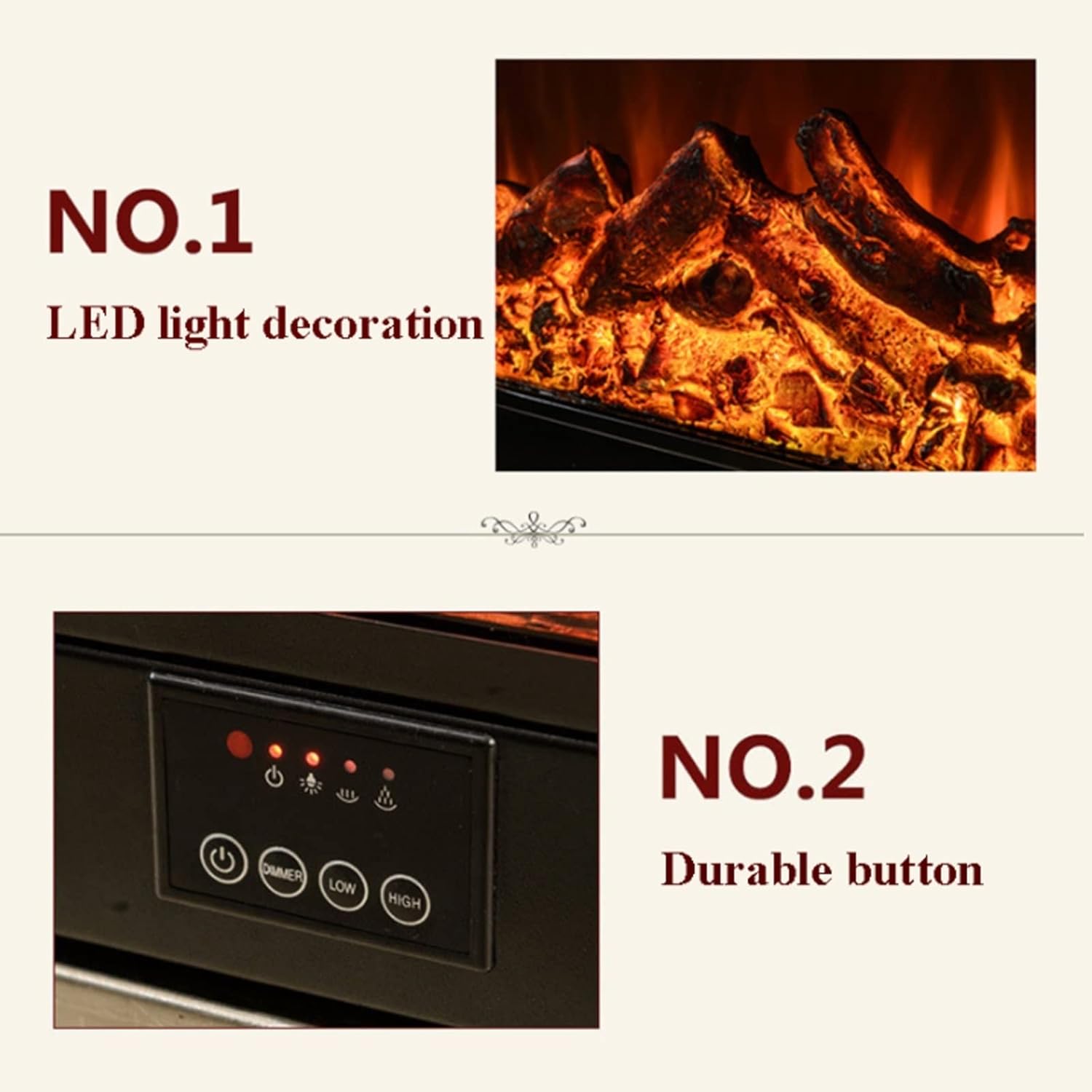 3D シミュレーション 炎 電気暖炉 調節可能な炎付き 埋め込み式電気ヒーター リモコン LED スクリーン ホームデコレーション