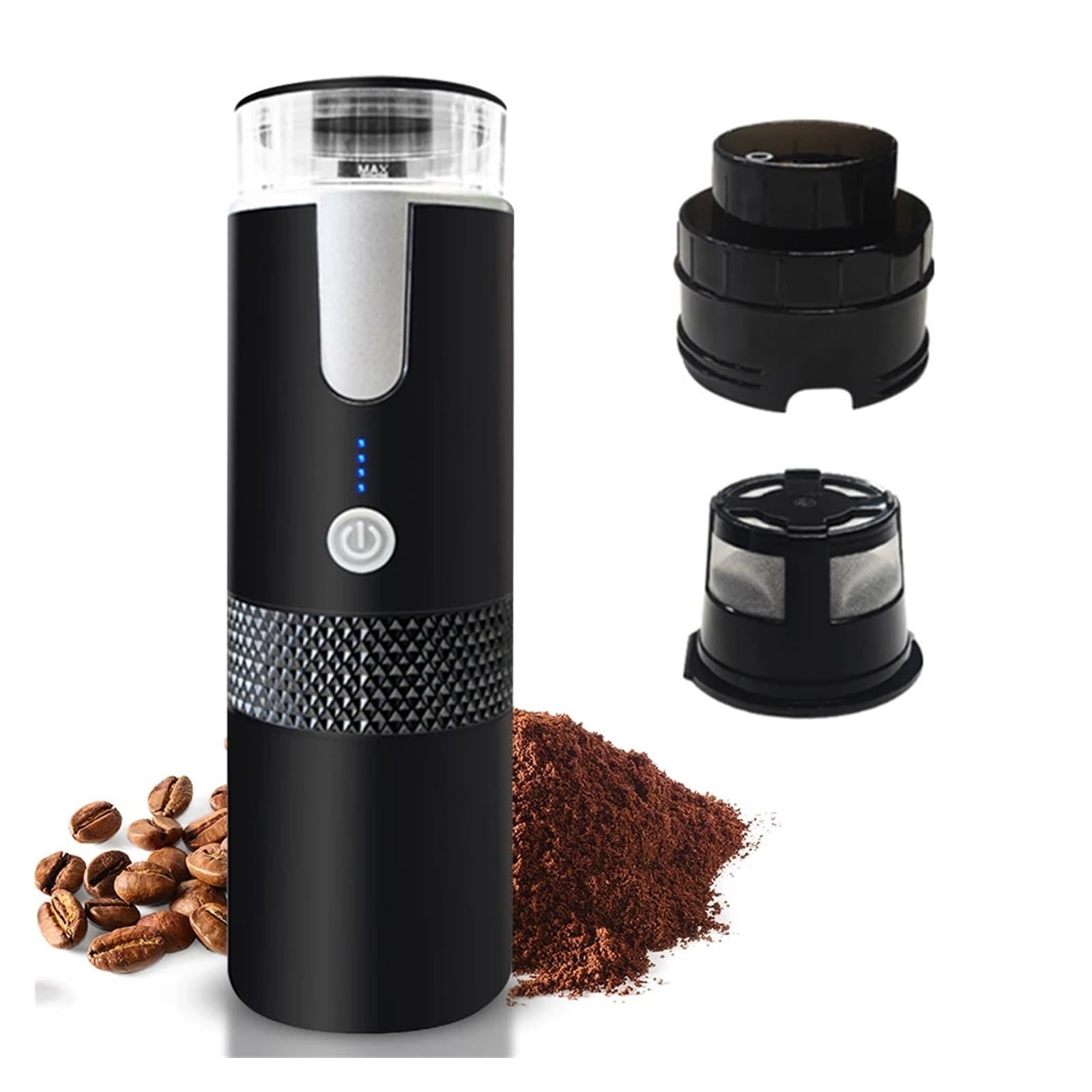 Macchina da Caffè Espresso Portatile, Macchine for caffè espresso elettriche portatili, monodose con tazza di caffè in polvere e contenitore for capsule, ricaricabili, automatiche per viaggi, campeggi