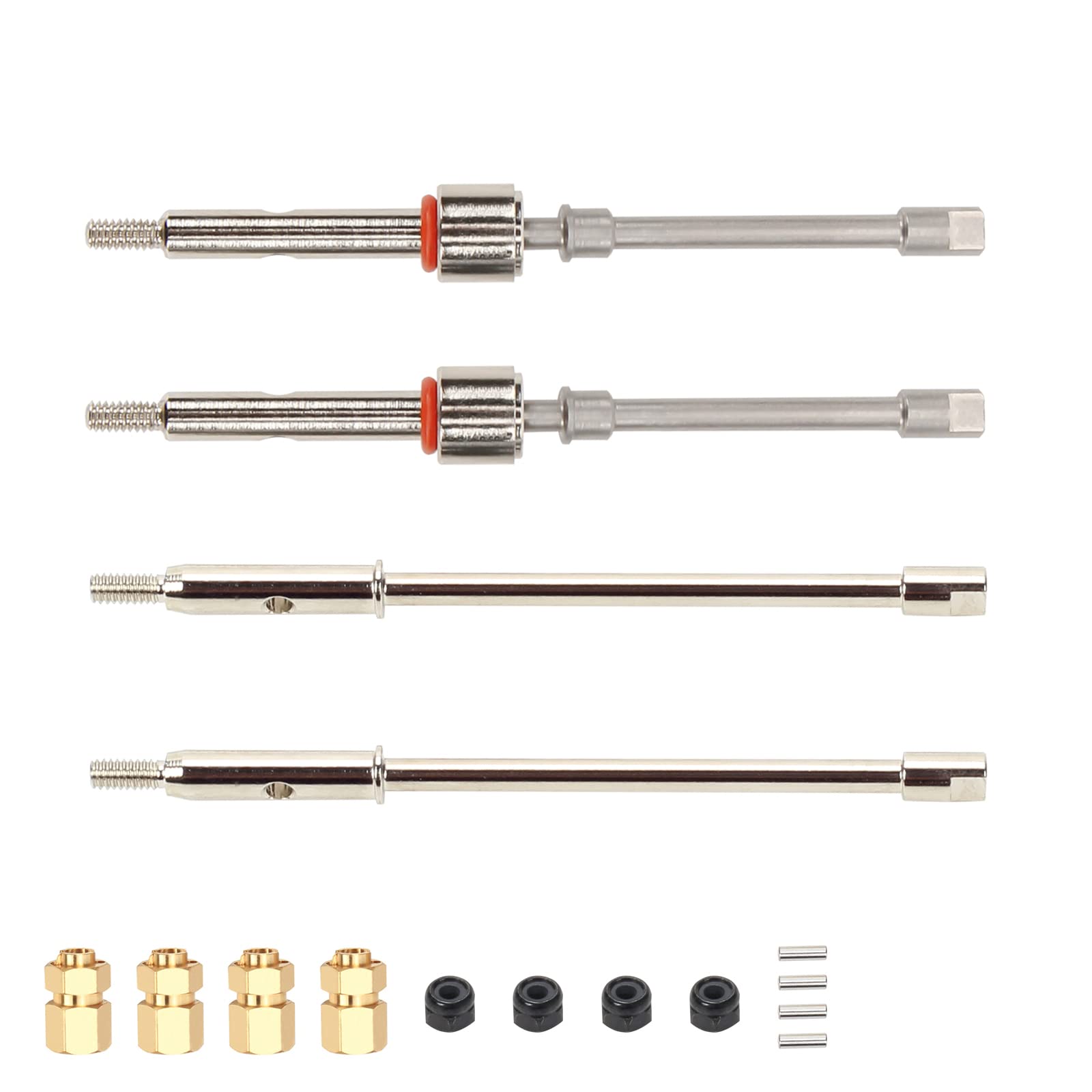 Rcawd 2X 40Cr-Mo Steel 4.5mm Longer Front Rear Cvd Drive Shaft Axle w/Brass Thicker Hex for Bigger Wheels Brushless/Brushed Power Axial 1-24 Scx24 Crawlers Parts