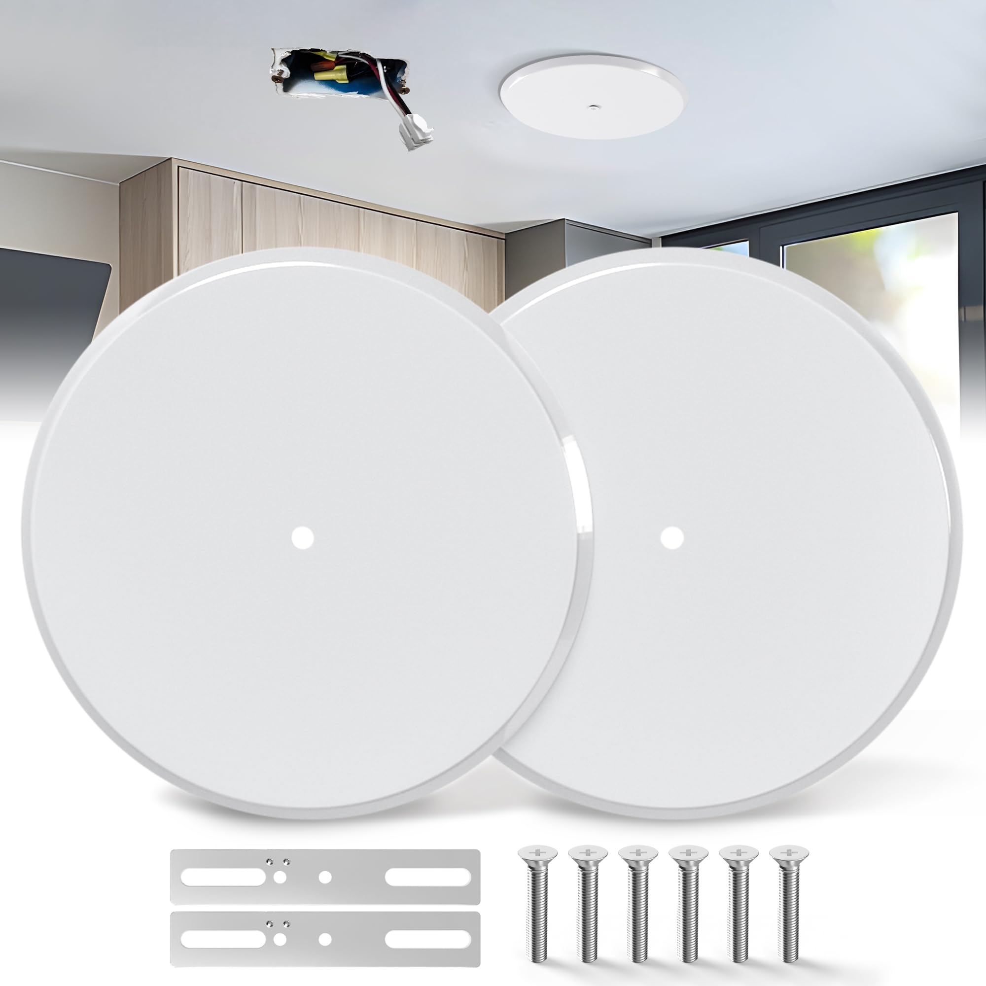 Round Ceiling Hole Cover Plate, 3-1/2 And 5 Inch White Ceiling Blank Wall Hole Plate Cover For Octagonal Electrical Boxesr/Round Electrical Box -(10 Pack - View #5