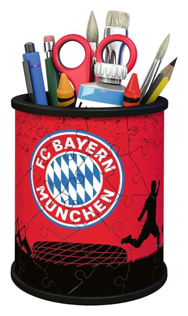 Ravensburger 3D Puzzle 11215 - Utensilo FC Bayern - 54 Teile - Stiftehalter für FC Bayern München Fans ab 6 Jahren, Schreibtisch-Organizer für Kinder: Erlebe Puzzeln in der 3. Dimension