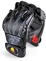 ZooBoo MMA Gloves Half-Finger Fight Mitts - Adjustable Wrist Support UFC Boxing Sparring Training Gloves One Size Fits Most