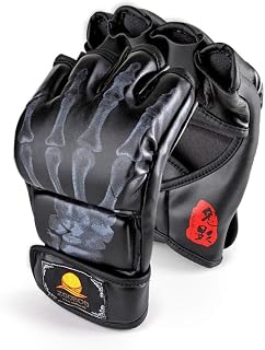 ZooBoo MMA Gloves Half-Finger Fight Mitts - Adjustable Wrist Support UFC Boxing Sparring Training Gloves One Size Fits Most