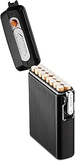 Waterproof Cigarette Case with Lighter 16pcs Cigarettes Container Box, Airtight Joint Holder Cases Smell Proof (Black)