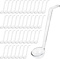 STARVAST 40 Pack 1 oz Clear Plastic Mini Ladles, 7 Inch Long Handle for Sauce, Dressing, Salsa, Punch & Toppings - Party Serving Must-Have