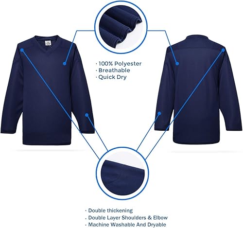 Miniatura 3 de EALER Camiseta de práctica de hockey sobre hielo en blanco de la serie H80 para hombres y niños, adultos y jóvenes