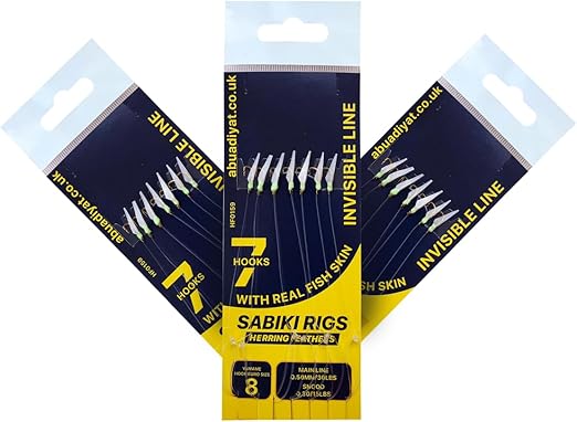 Mackerel Feathers Sea Fishing Rigs Lures 7 Hooks Sabiki Rig/hook Size 2 (Gold Flash - 5Pcs - View #3