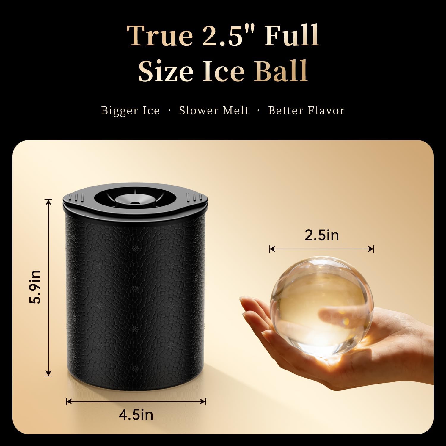 Clear Ice Ball Maker for Whiskey: 2.5" Crystal Clear Ice Maker - Large Silicone Ice Sphere Maker for Bourbon & Cocktails - Easy Release Ice Cube Maker for Home Bar(2PACK)