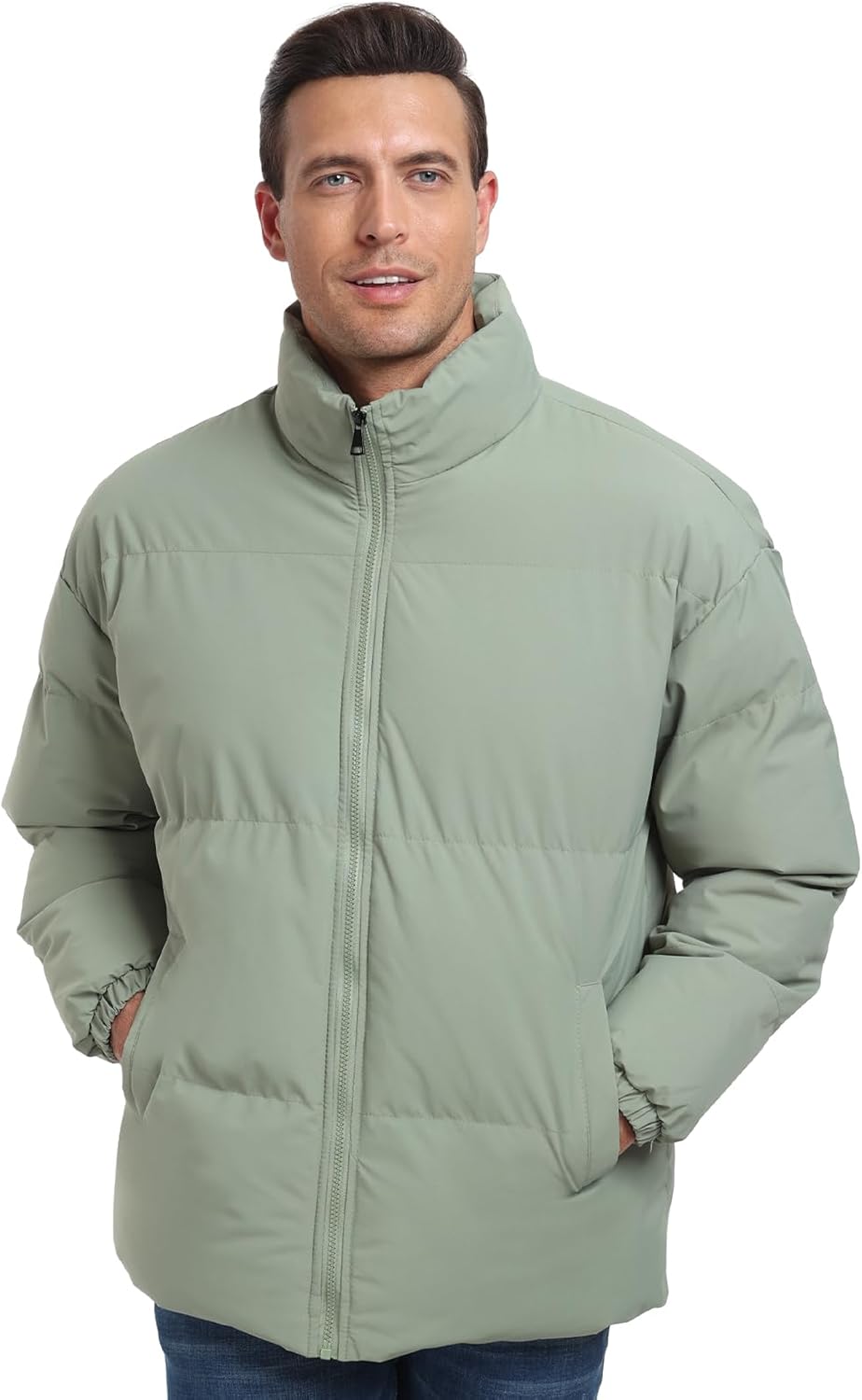 PEGENO Mens Winter Padded Jackets Full Zipper Windproof Jacket Coat - Image 5
