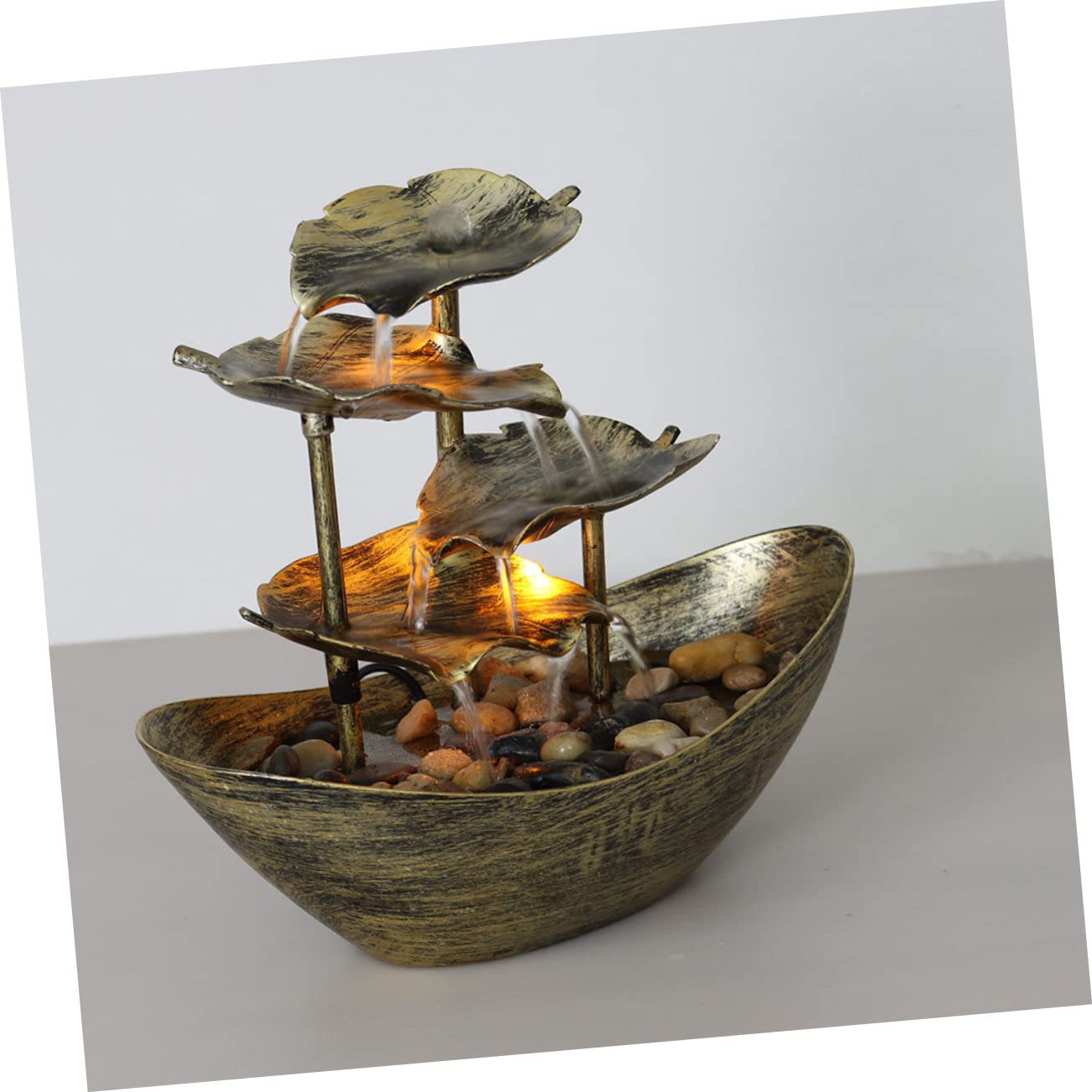 Fontaine De Table LED avec Décoration Atmosphérique Forme De Lotus Accessoire De Maison pour Salon Bureau Et Événements Spéciaux