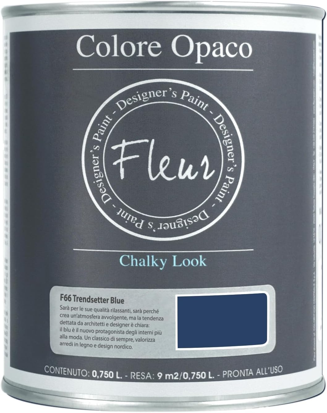 Fleur Paint 13412 Paint – Mineral (Base Water, 750 ml Colour Trendsetter Blue