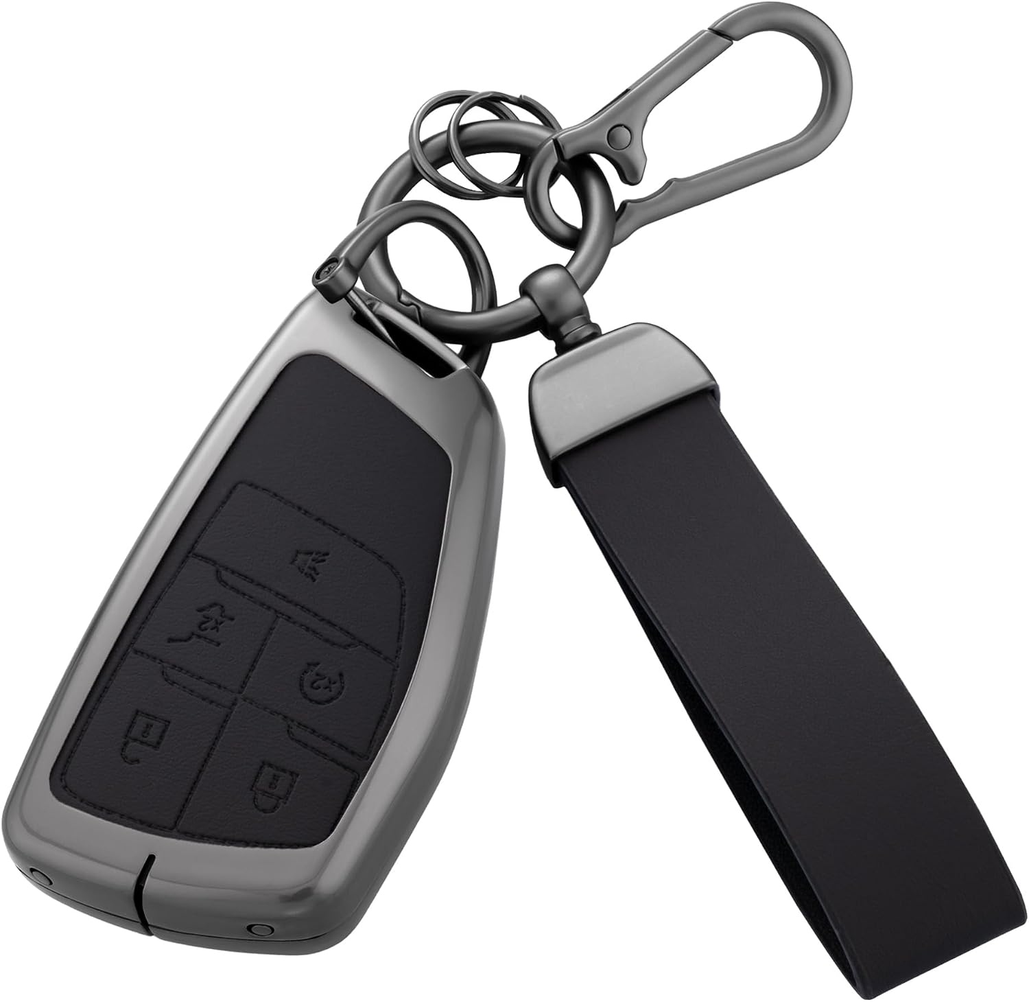 Key Fob Cover with Heavy-duty Keychain For Chevy GMC Silverado Sierra 1500 Equinox Traverse Tahoe Yukon 2500HD 3500HD