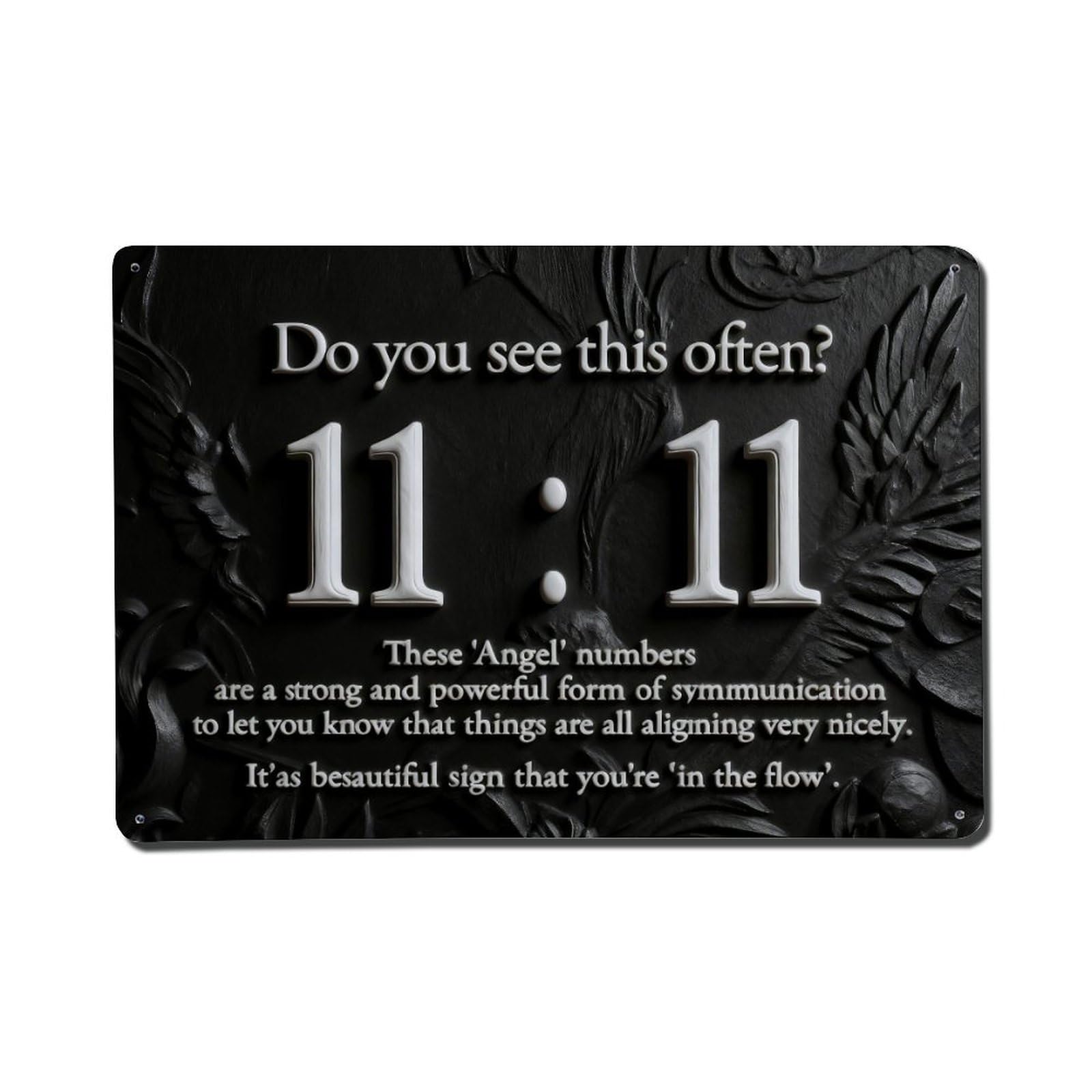 Angel Numbers Symmetry Flow Sign Pattern Metal Tin Sign Plaque