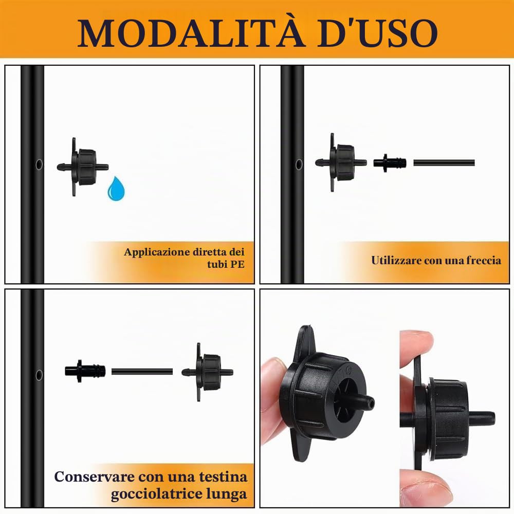 Suinga Set di 1000 Gocciolatore per irrigazione autocompensante da 4 litri/ora, smontabile. Gocciolatore pizzicato adatto per microirrigazione