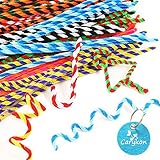 Caryko Striped Chenille Stems Pipe Cleaners, Pack of 100 (Multicolored)