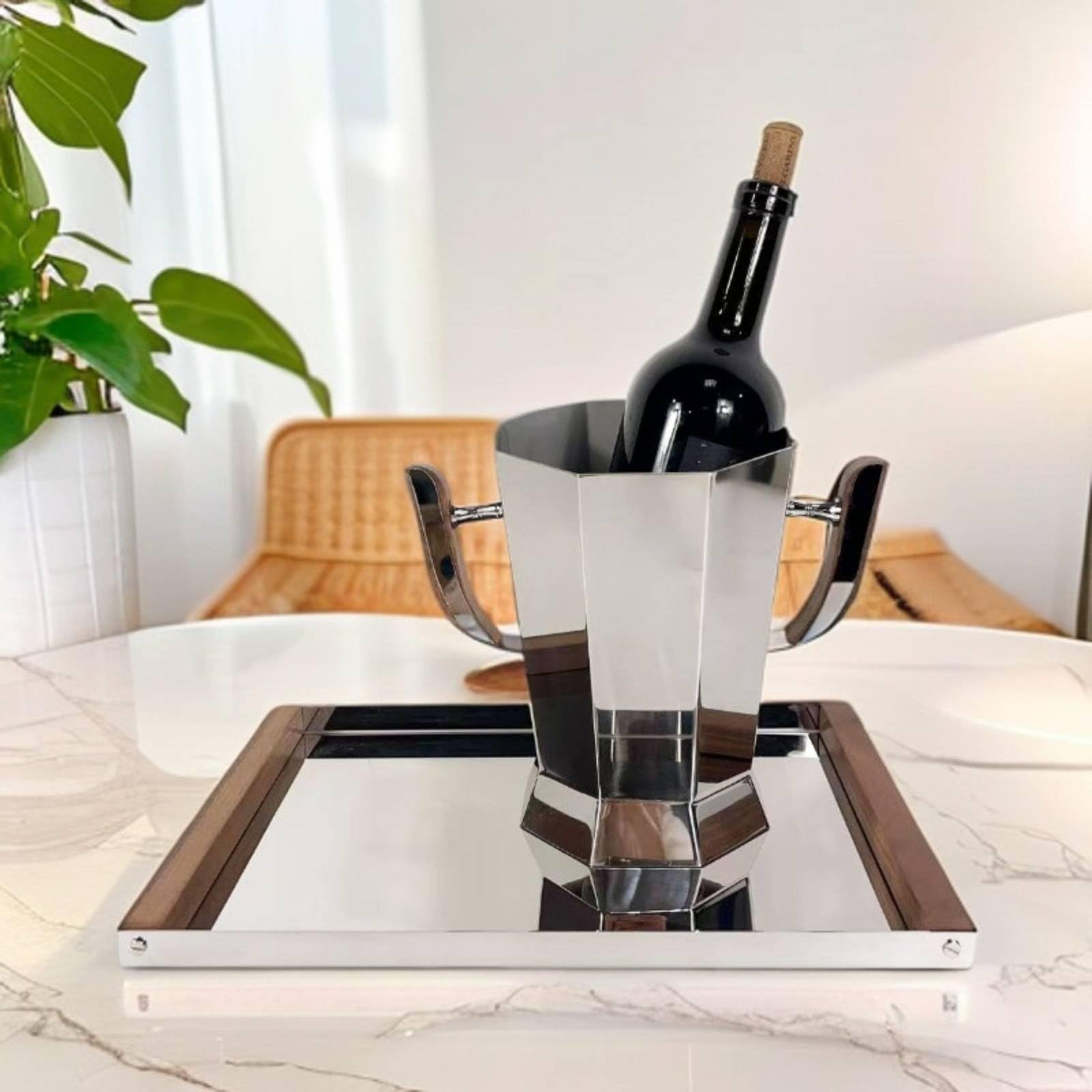 Baoblaze Cubitera de Champán Cubo de Hielo de Bebidas Recipiente de Vino con Acero Inoxidable Pulido Diseño Moderno Que la Decoración y Mantiene la Botella