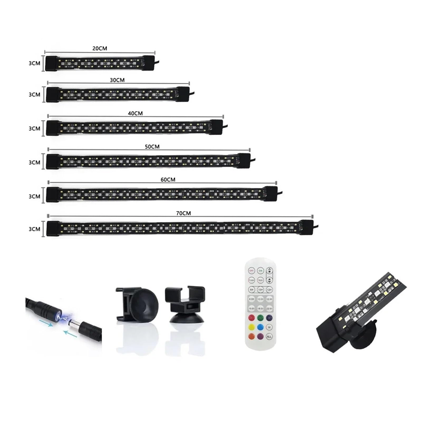Luz LED de 20-70cm for decoración de Acuario, lámpara de Crecimiento de Plantas acuáticas, Resistente al Agua IP68(30CM,AU Plug)
