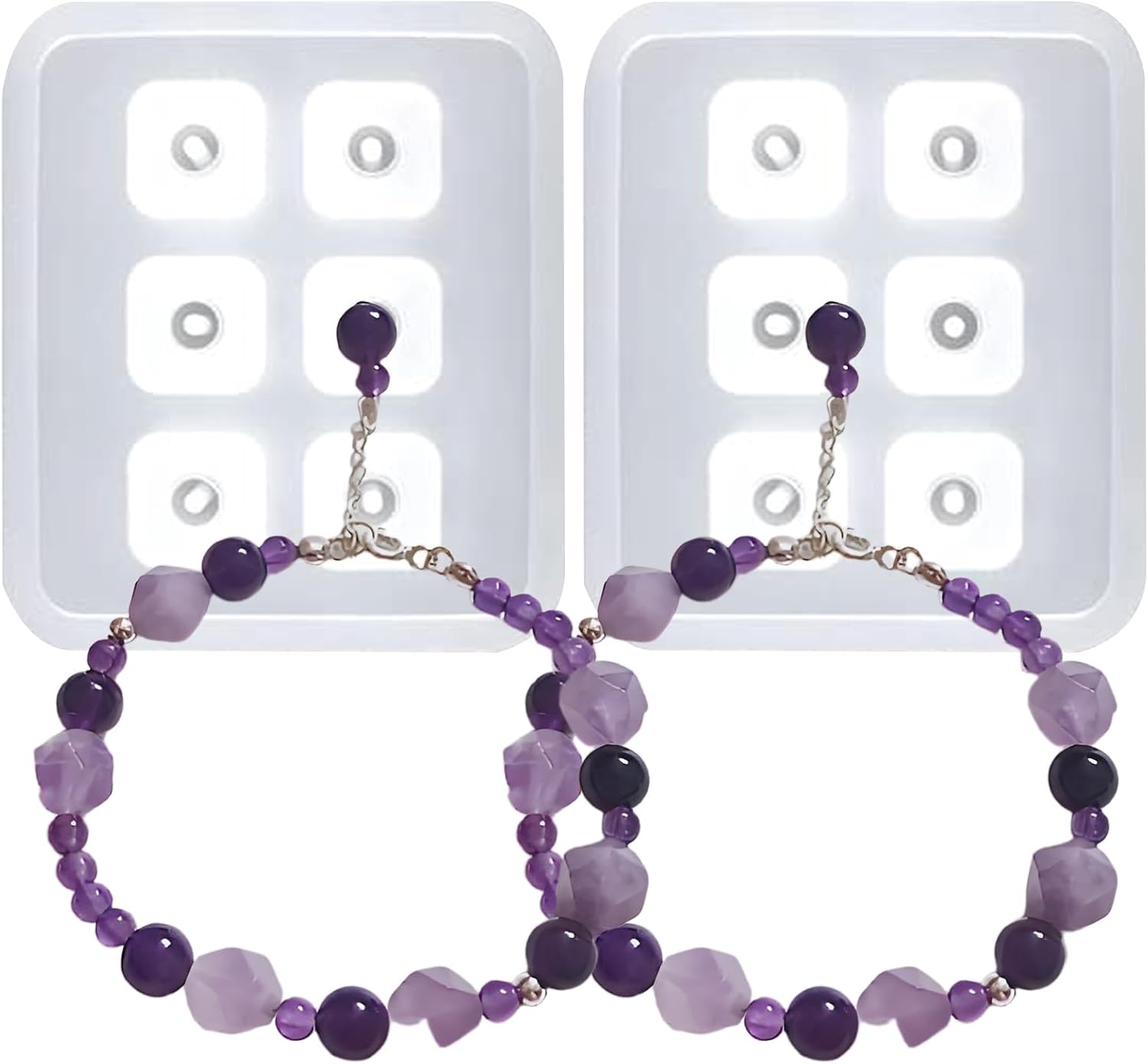 Crystal Earrings Resin Molds, 2 Pack Diamond Silicone Casting Molds with 6 Cavities Each, Clear for Gemstone Cabochon Jewelry Casting