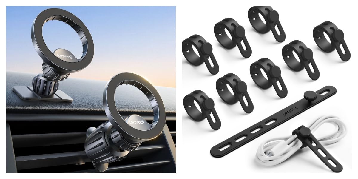 LamicallLamicall for Magsafe Car Mount + 10Pack Silicone Cable Ties