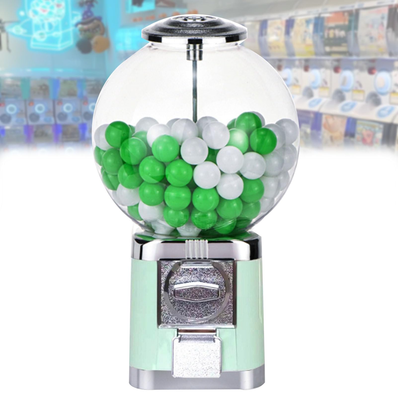 Automatyczny automat do sprzedaży kapsułek z metalowym stojakiem i 100 kolorowymi kulkami, do sklepów z grami. MacaronGreen
