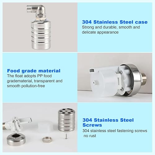 Miniatura 4 de Válvula de flotador de acero inoxidable 304 totalmente automática con control de nivel de agua, mini válvula de flotador de bola de apagado