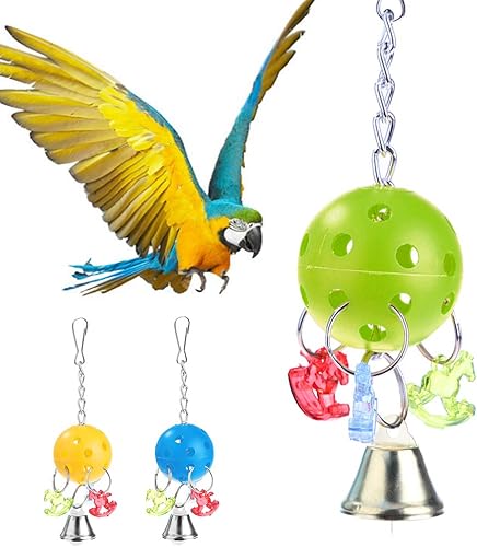 Miniatura 2 de shlutesoy Artículos para mascotas Animales Juguetes Campana Bola Caballo Perico Masticar Mordedura Escalada Swing Cage Decoración Pájaro Mascota