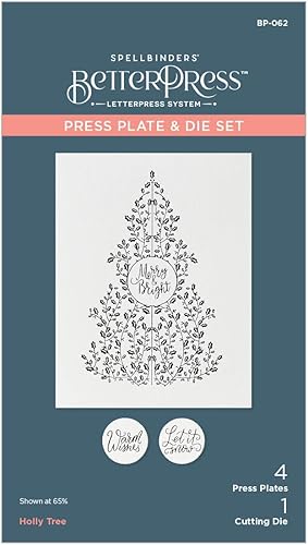 Spellbinders Holly Tree Press Plate & Die Set, Metal