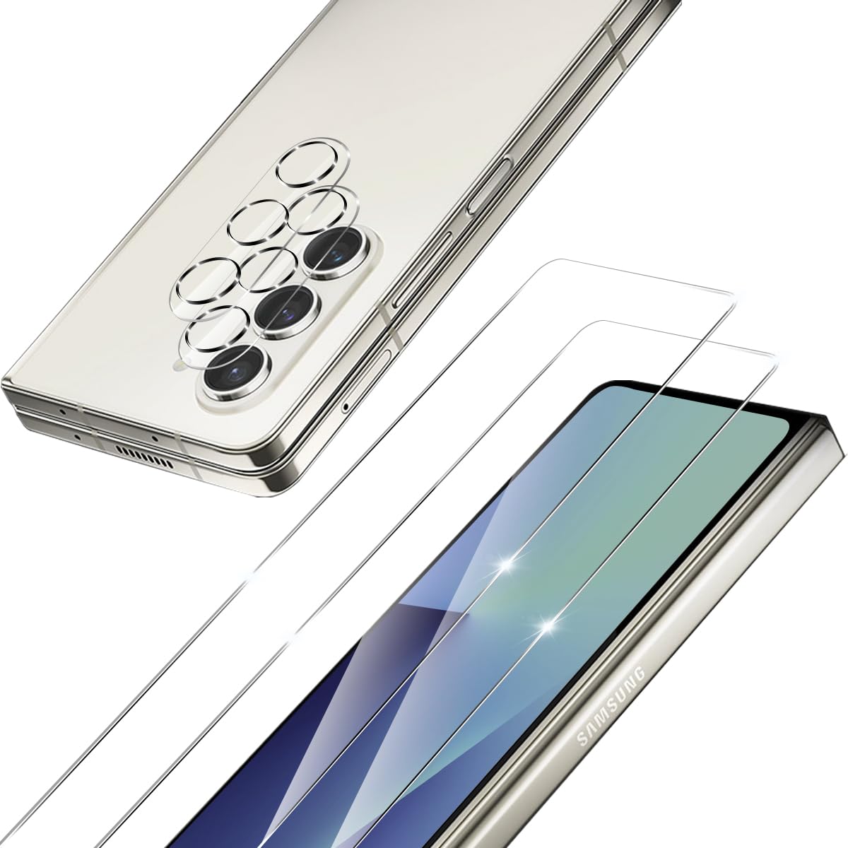 galaxy Z Fold 7/Fold 8 Ultra Screen Protector+Camera Lens Protectors，[2 + 2 Pack] HD Clar…