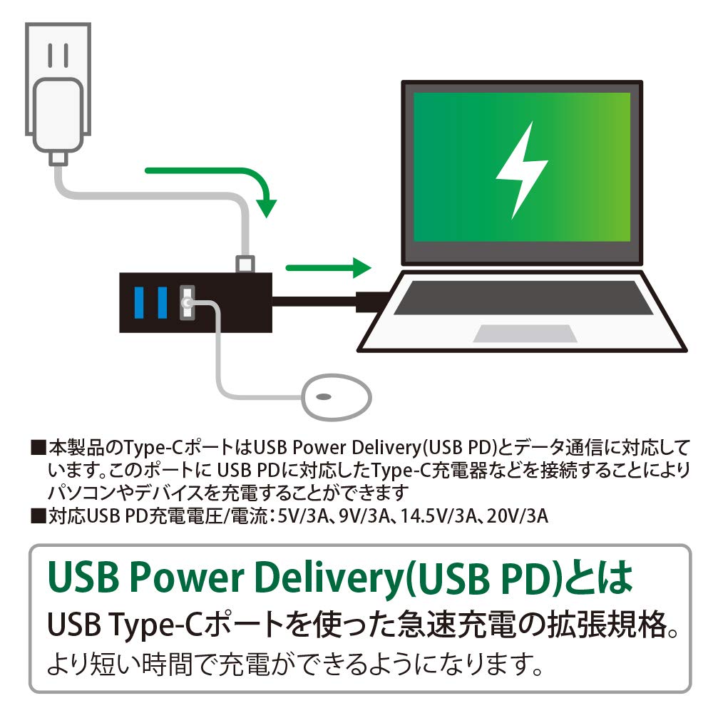 Digio2 Z4088 Type-C USB3.1 4-Port Hub 15cm Blue