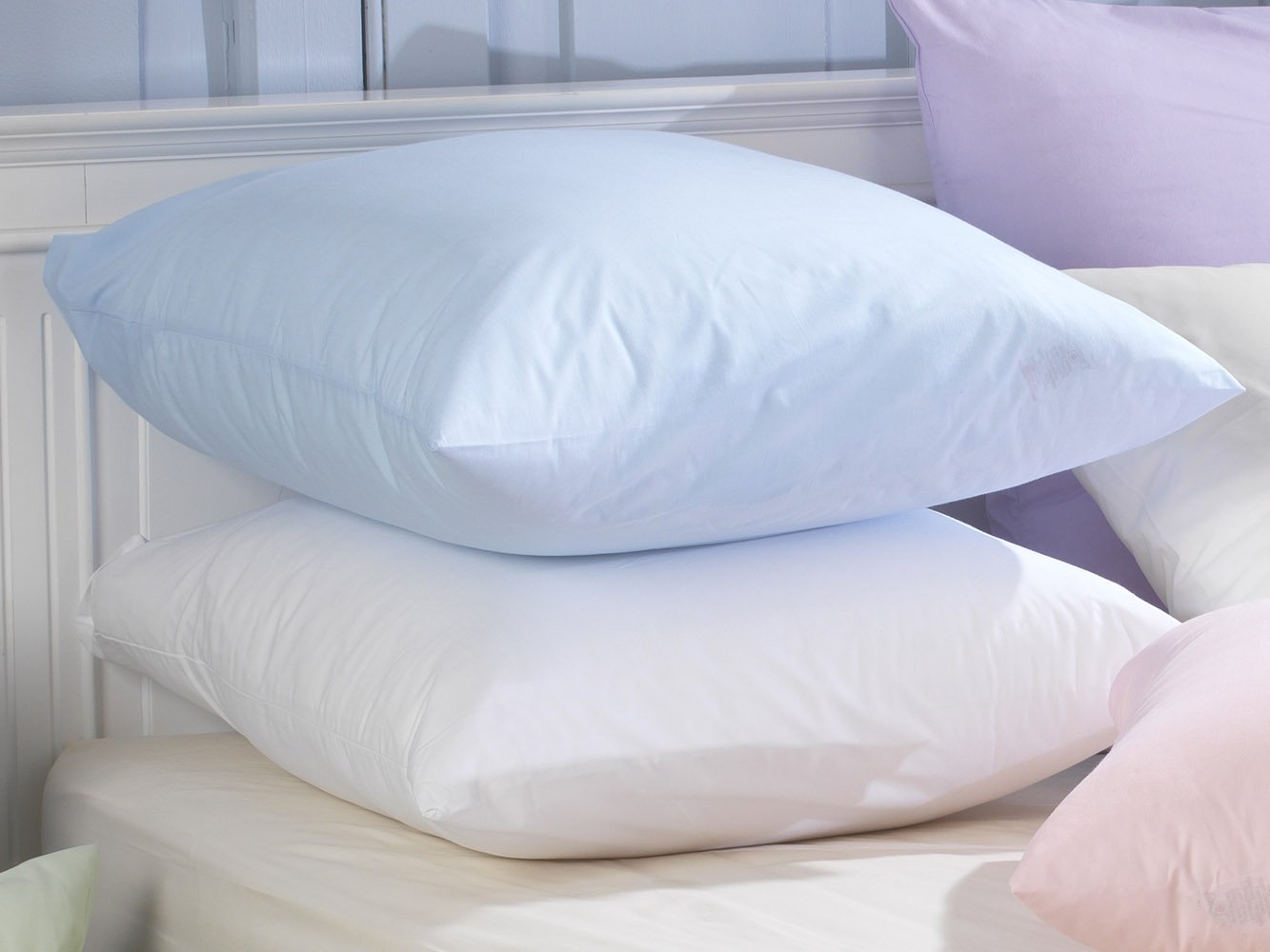 Plain Dye Blended Cotton 80cm x 80cm Continental Housewife Pillowcase Pair in White