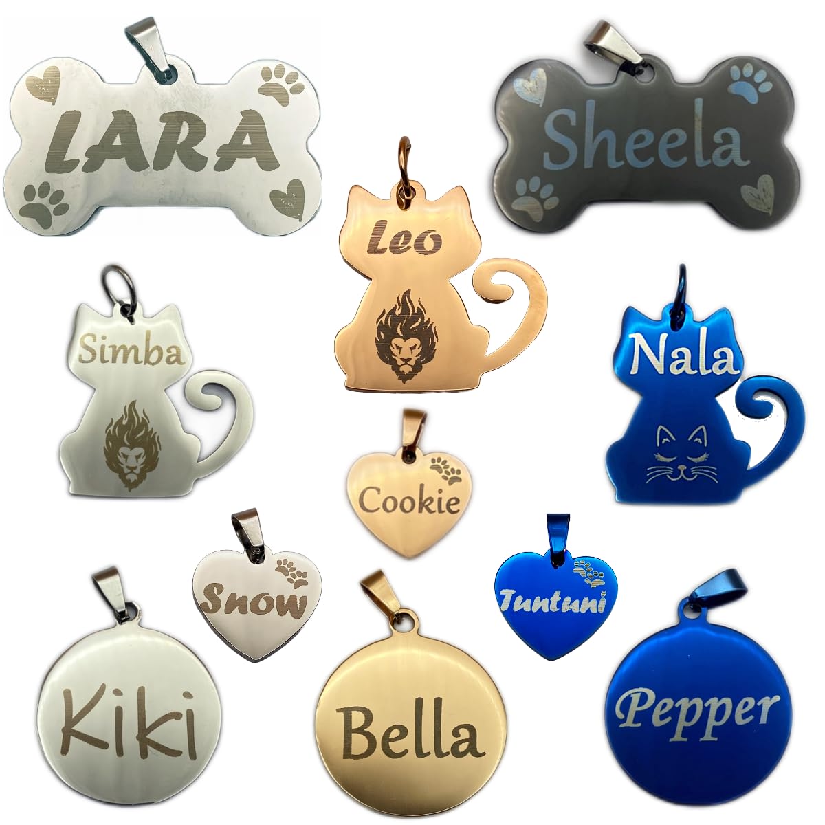 Julie & Co We Personalize, Engrave, Customize your dog or cat ID tag with their name and your info on both sides of a Tag. Spoil your pet and make sure they come home if lost. (Rose Gold, Lil-One)