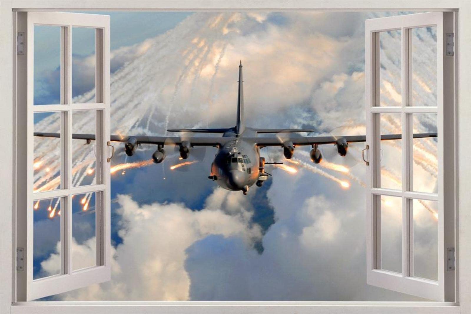 3D Wall Decor Stickers Smashed Airplane 3D Window View Decal Wall Sticker Home Decor Art Mural 55x80cm