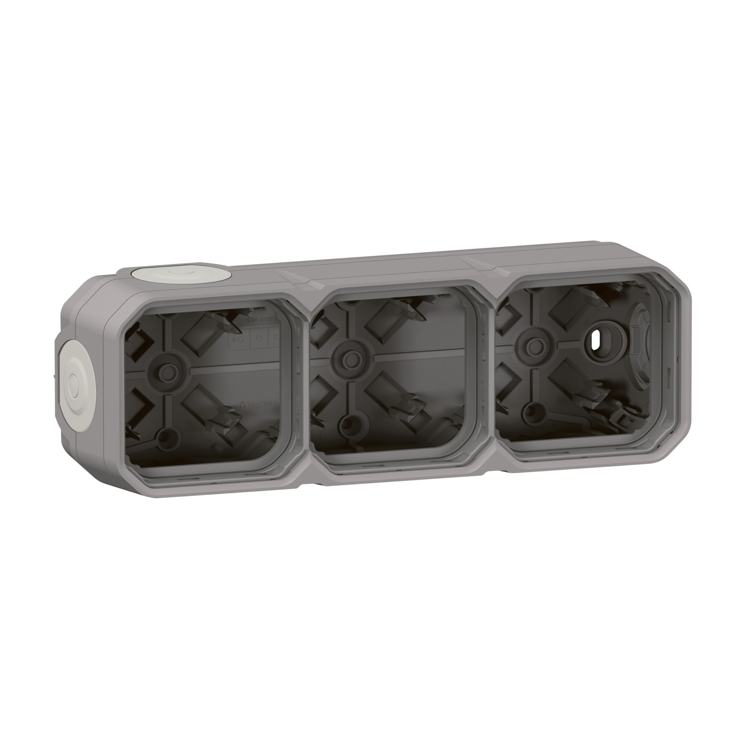 boitier saillie - 3 postes - horizontal ou vertical - gris - legrand plexo 069680l