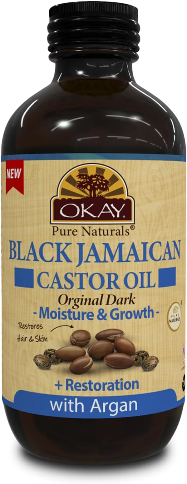 OKAY Pure Naturals Black Jamaican Original Dark with Argan Oil, 4 Ounce, 0.11 kg