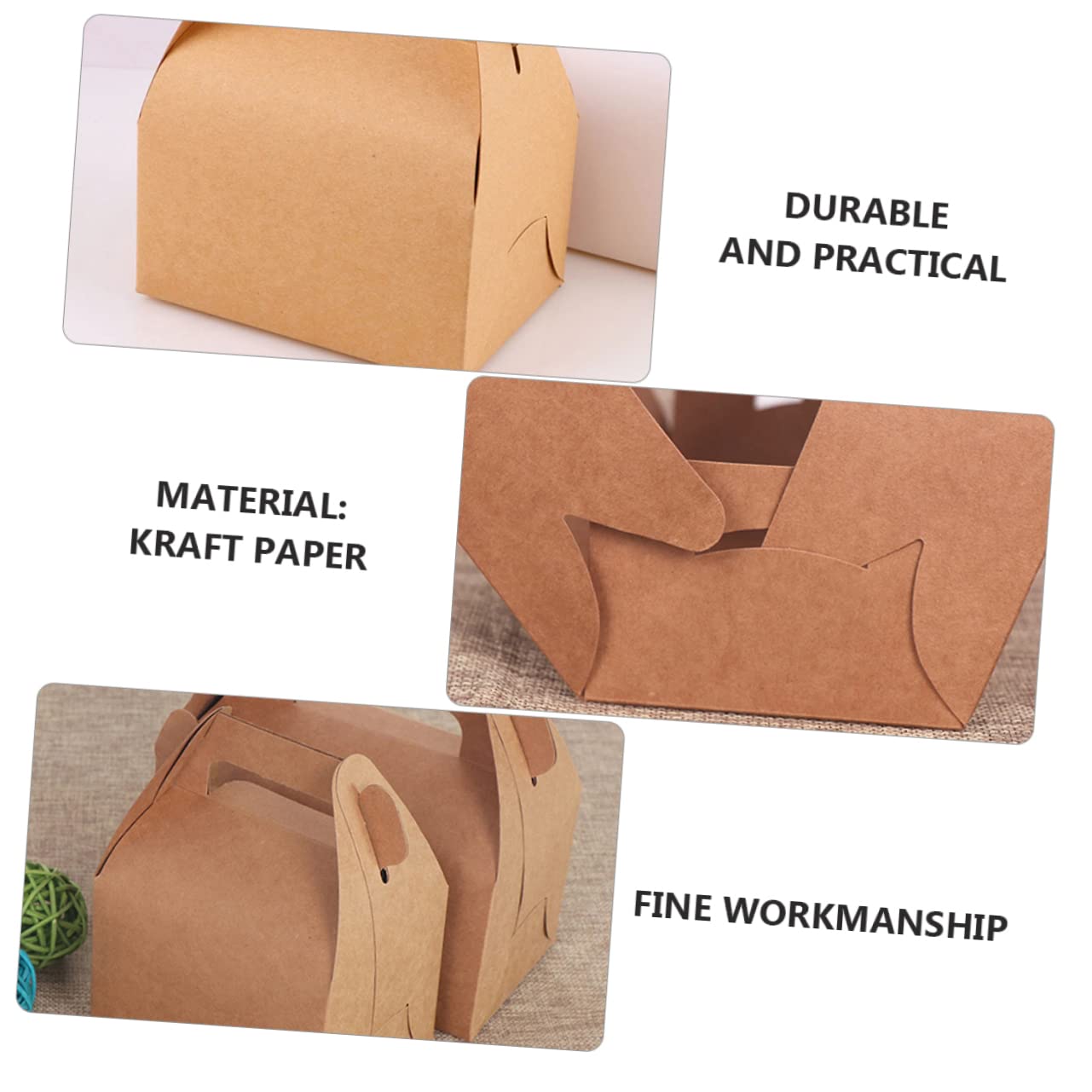 Boîte Kraft Pliable à Main, 30 Pièces, pour Pâtisseries