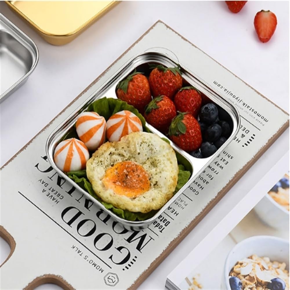 Assiette divisée en acier inoxydable pour un usage domestique – Idéal pour un contrôle sain des portions et la préparation des repas