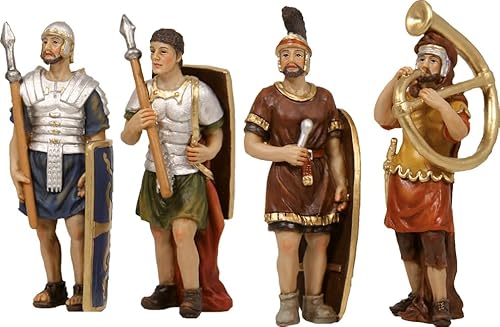 FADEDA 4 x Passion Figures: 4 Soldiers, Height: 7 cm, Hand-Painted, Detailed Nativity Scene Figures, Christmas Table Decoration, Nativity Accessories
